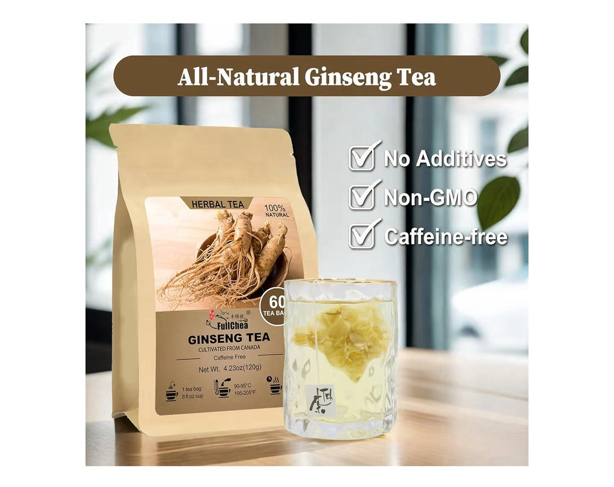 FullChea Ginseng Root Tea herb Pure  Non-GMO Caffeine-Free 60 Tea Bags