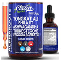 Clean Nutra TongkatAli Liquid Drop Ashwagandha Turkesterone Fadogia Agrestis 2oz