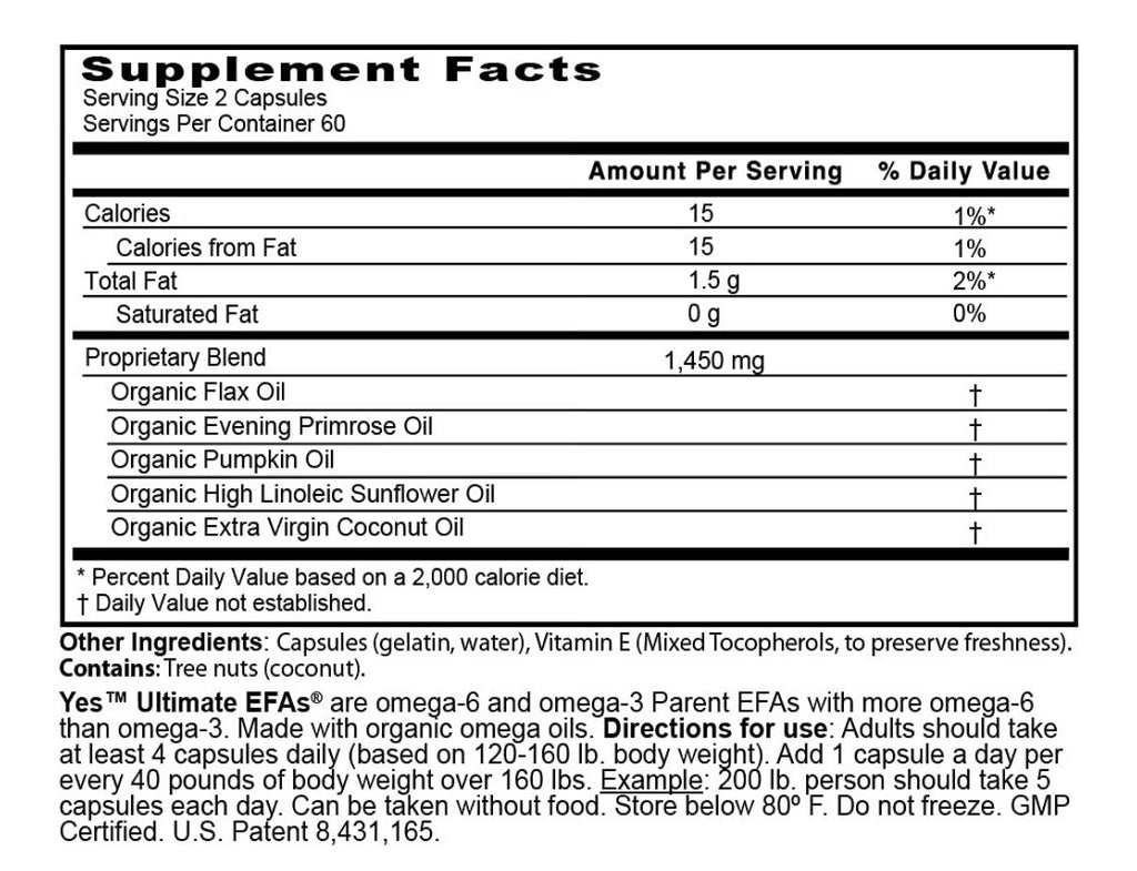 4 Pack ULTIMATE EFAs YES Plant-Based Omega 3-6-9  Fish Oil Heart Skin Eye Immune