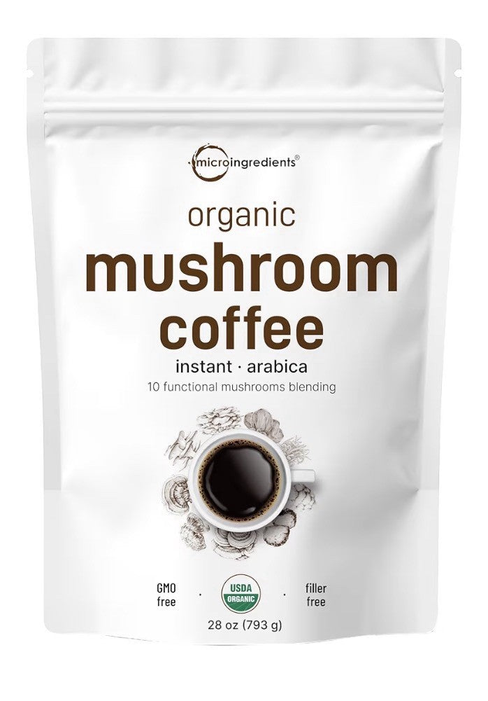 Micro Ingredients Organic Mushroom Coffee Powder 10 Mushrooms Blending 28 oz