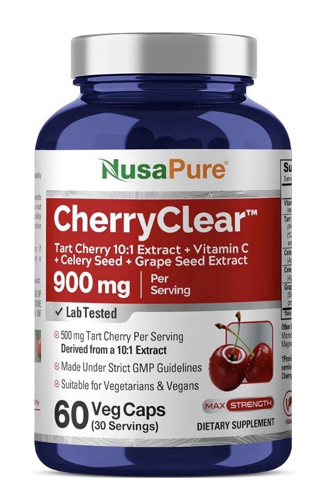 NusaPure CherryClear Tart Cherry 900mg Per Serving 60 Capsules 30 Servings