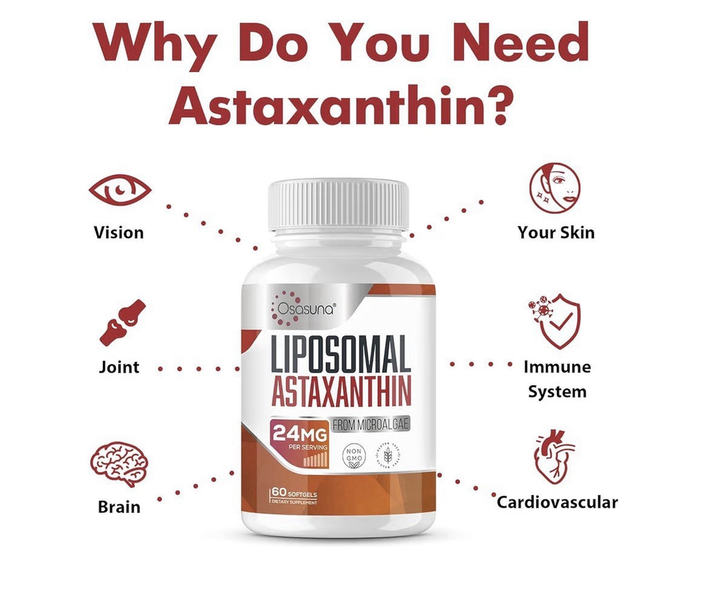 Osasuna Liposomal Astaxanthin Supplement 24 MG Maximum Absorption 60 Softgels