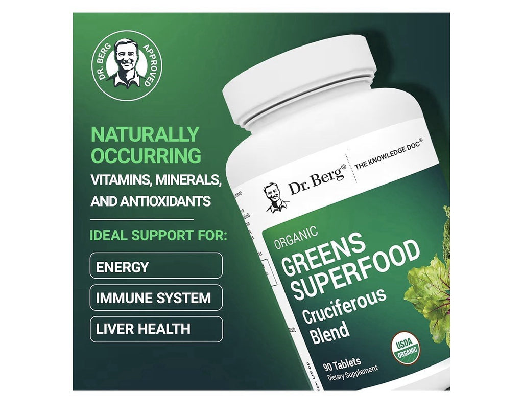 Dr. Berg Greens Superfood Cruciferous Blend Vegetable 90 Tablets Super Greens