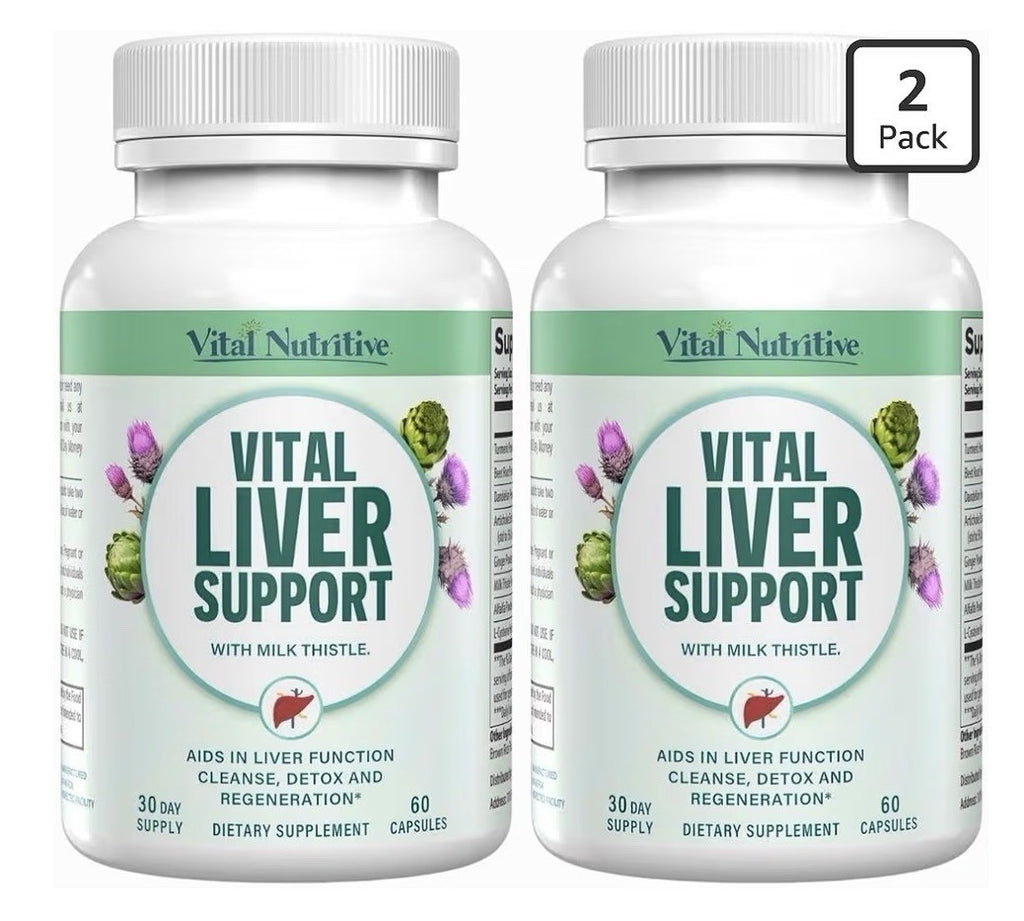 2 Pack VITAL NUTRITIVE Vital Liver Support Cleanse Detox Repair Supplement