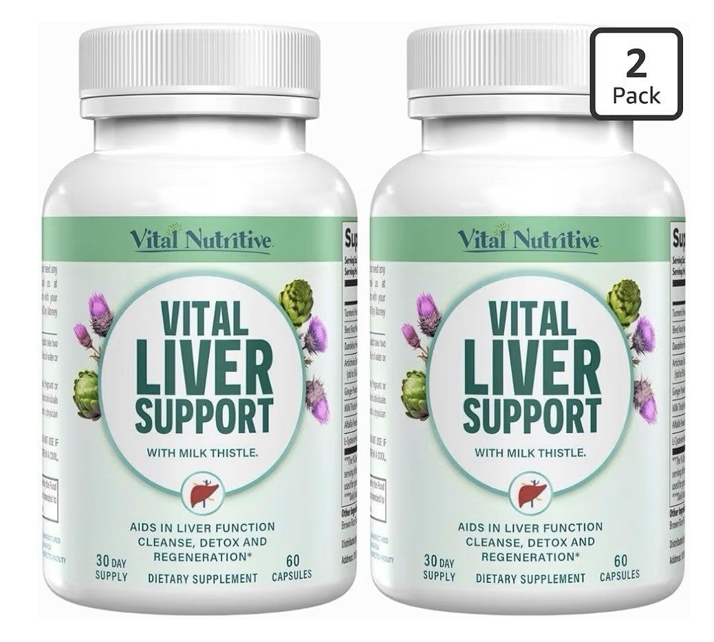 2 Pack VITAL NUTRITIVE Vital Liver Support Cleanse Detox Repair Supplement