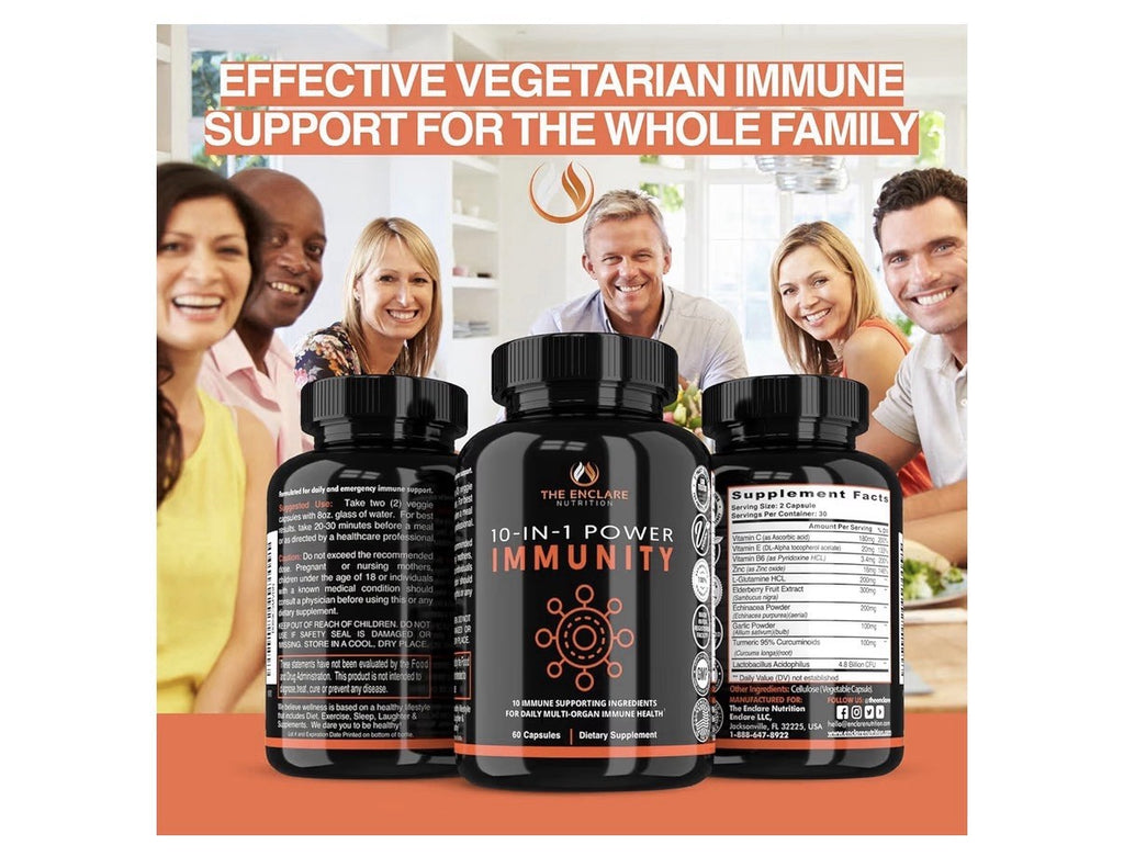 THE ENCLARE NUTRITION 10 in 1 Power Immunity Immune Support Booster 60 Capsules