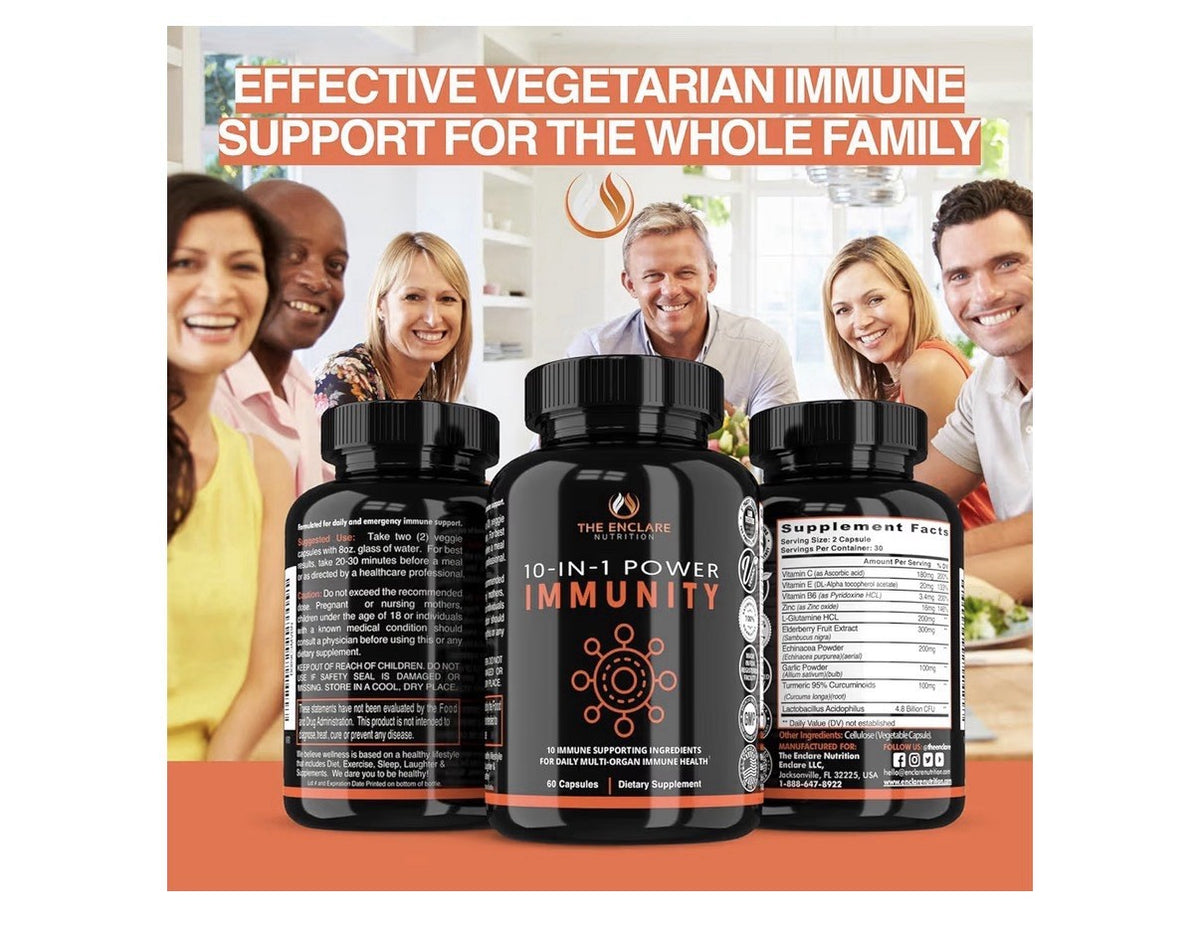 THE ENCLARE NUTRITION 10 in 1 Power Immunity Immune Support Booster 60 Capsules