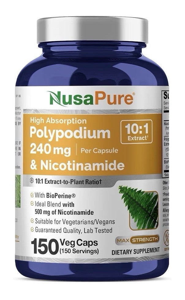 NusaPure Polypodium & Nicotinamide 150 Veg Capsules 150 Servings High Absorption