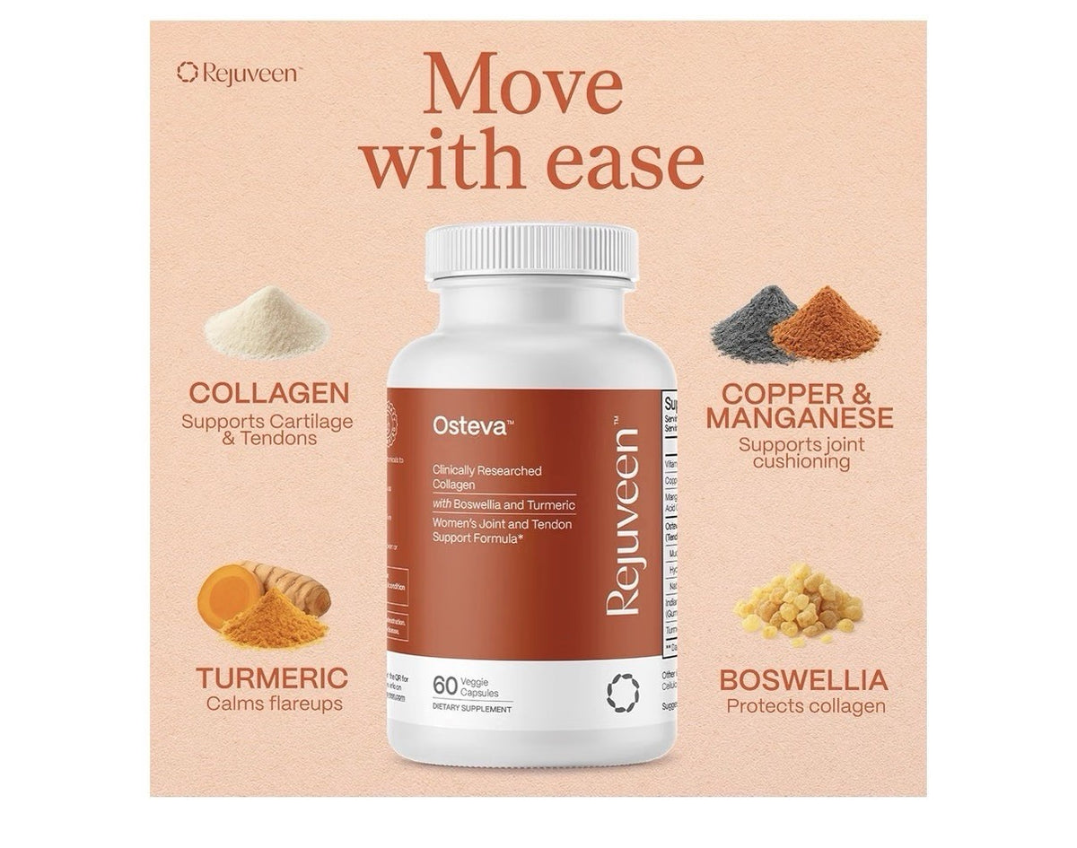 Rejuveen Osteva Women’s Joint And Tendon Support With Collagen Tumeric 2 Pack