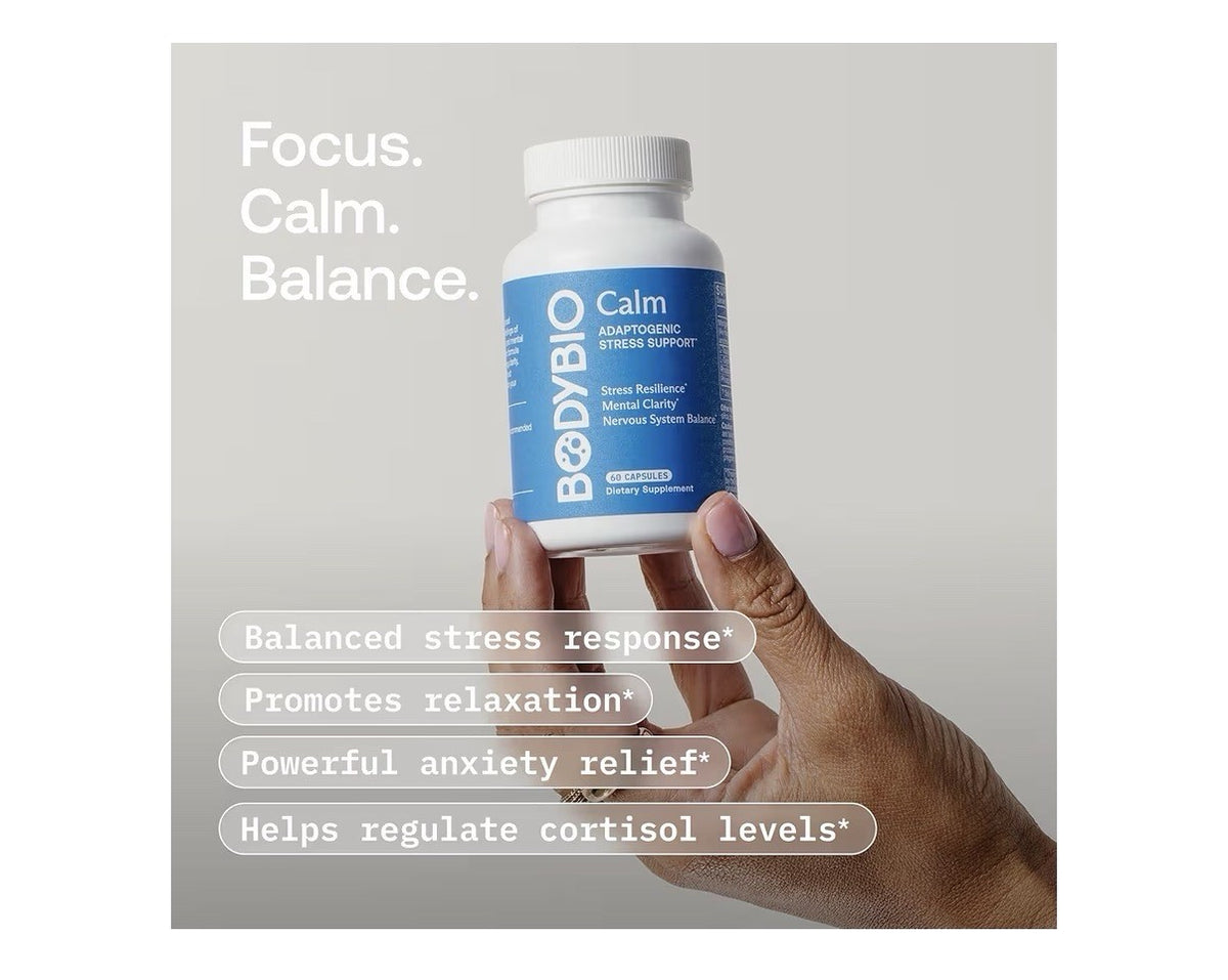 BodyBio Calm Adaptogenic Stress Support Daily Stress Relief Blend Manual Clarity