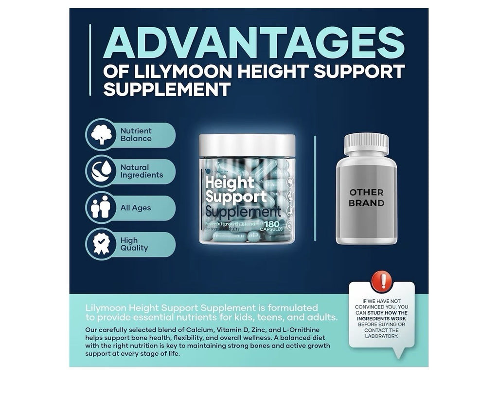 LM LILYNUTRAMOON Height Support Supplement  Powerful Growth Tens & Adults 180cap