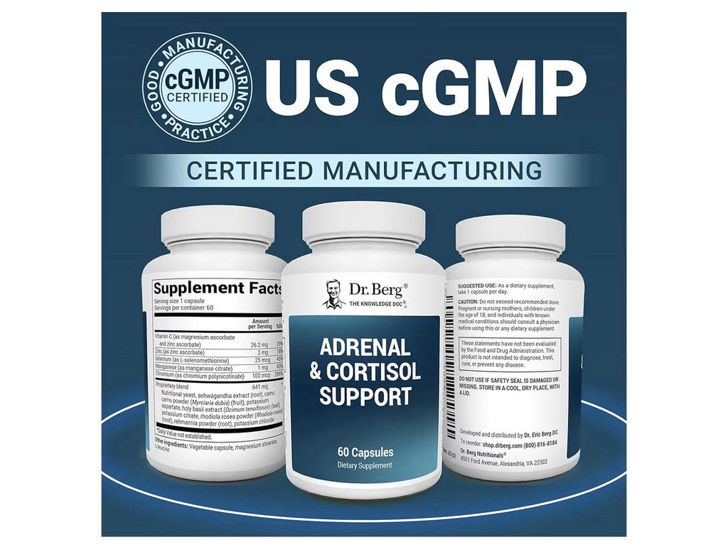 Dr. Berg Adrenal & Cortisol Support Mood Focus Relaxation Stress Support 60 Caps