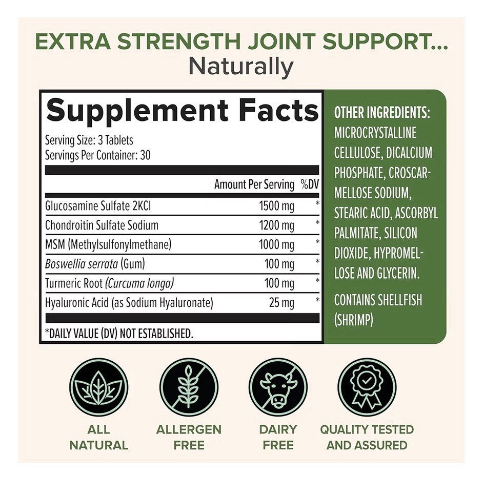 Zenwise Health Joint Support Supplement with Glucosamine Chondroitin MSM 180Tabs