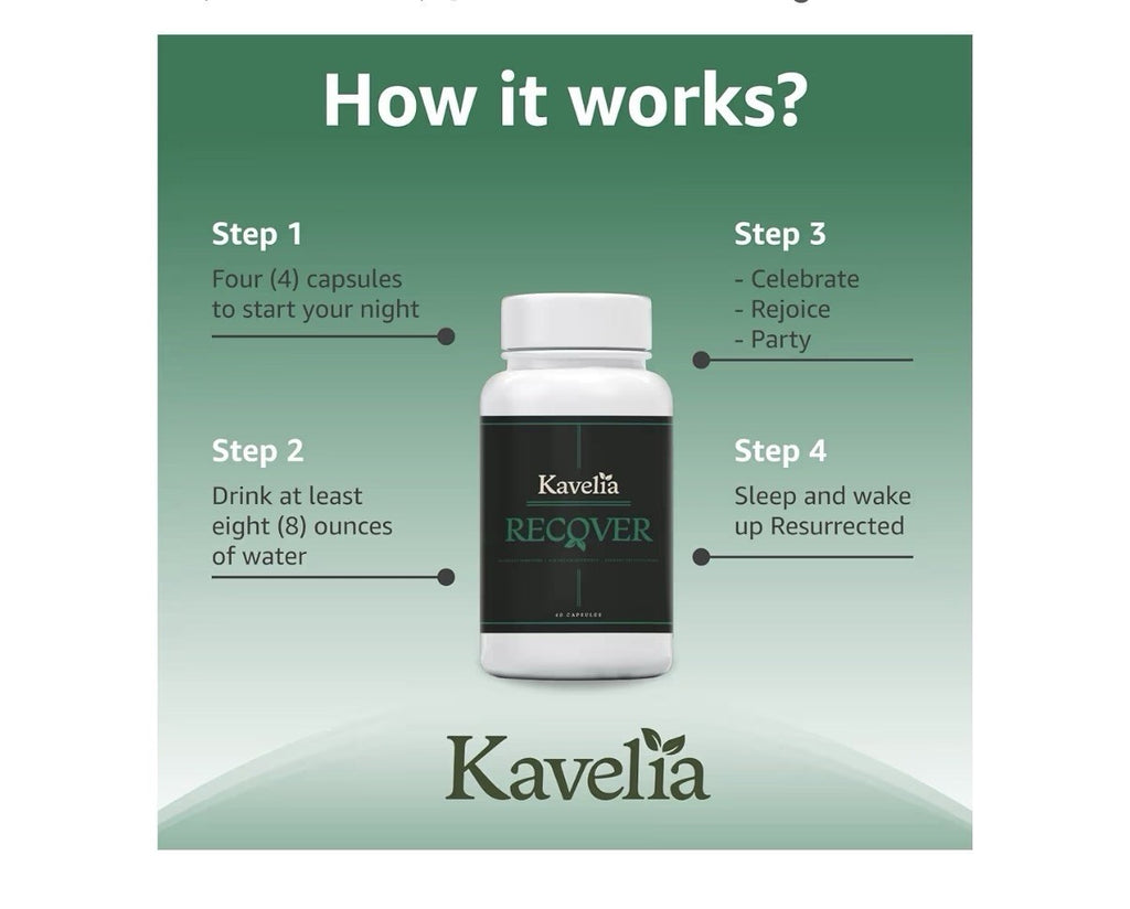 Kavelia Recovery Pre & Post Drinking Aid Liver Support Hydration Electrolytes