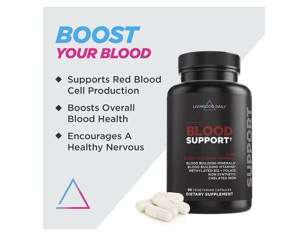 Livingood Daily Iron Supplement for Women & Men Blood Support Formula 30 Capsule