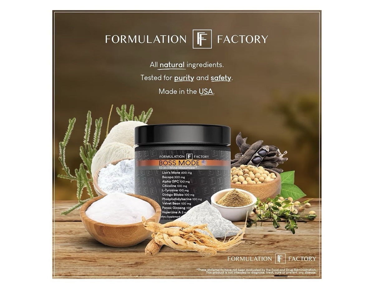 2 Pack Factory Formulation BOSS Mode 10-in-1 Mind Maximizer Nootropic Complex