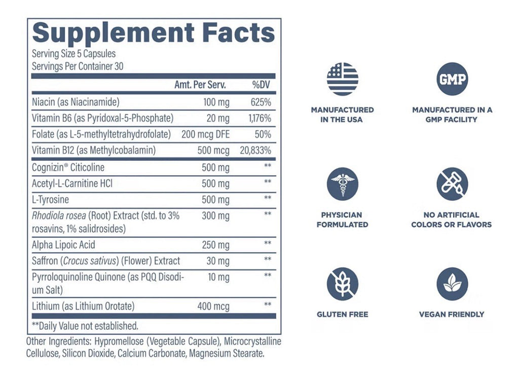 Revive Brain for Nootropic Support For Cognitive Health Memory Motivation 150cap