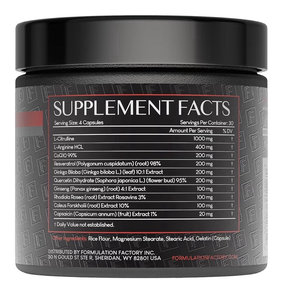 Formulation Factory Heart of Steel Nitric Oxide 10-in-1 For Men Women 120capsule