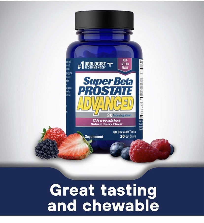 SUPER BETA PROSTATE Advanced For Men Prostate Bladder Health 60 Chewable Tablets