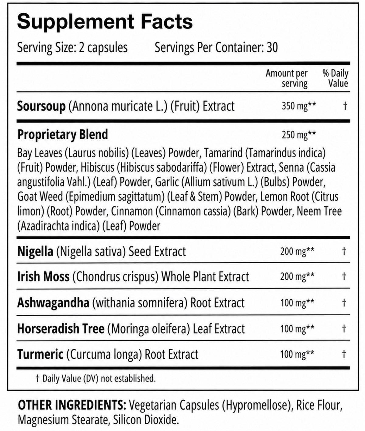 Serene Herbs Exotics Soursop Capsules Gut Health Detox Lasting Vitality 60 Caps