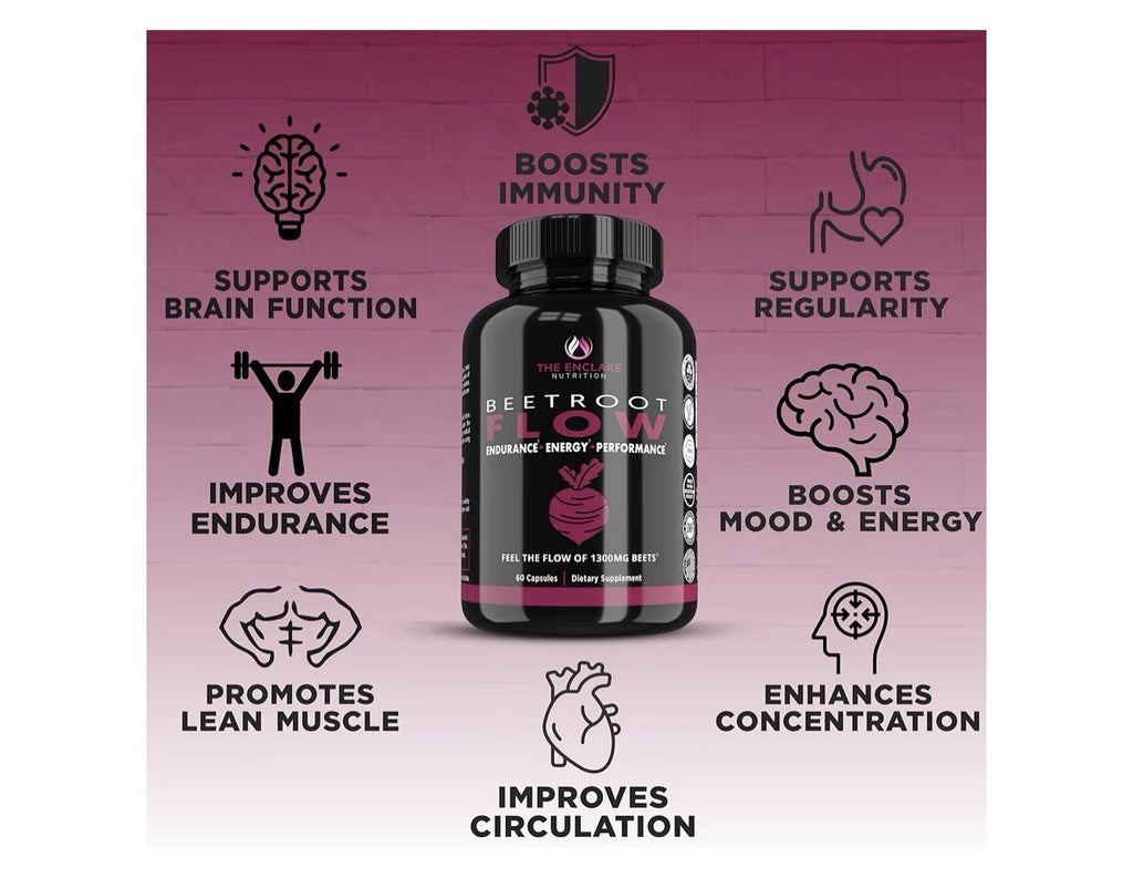 3 Pack THE ENCLARE NUTRITION Beet Rootl 1300mg Flow Endurance Energy Performance