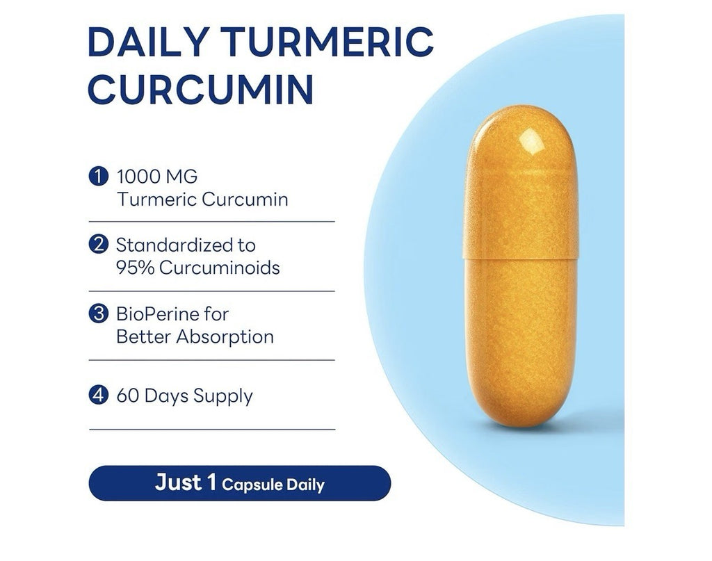 Vitamin World Turmeric Curcumin 1000 mg With Bioperine 60 Capsules