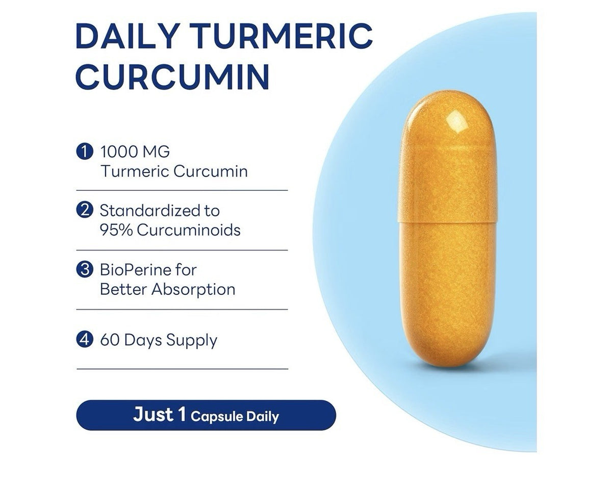 Vitamin World Turmeric Curcumin 1000 mg With Bioperine 60 Capsules