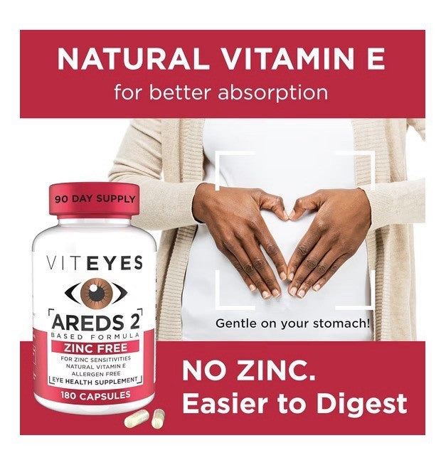 Viteyes AREDS 2 Zinc Free Macular Support Allergen Free Eye Vision Health 180cap
