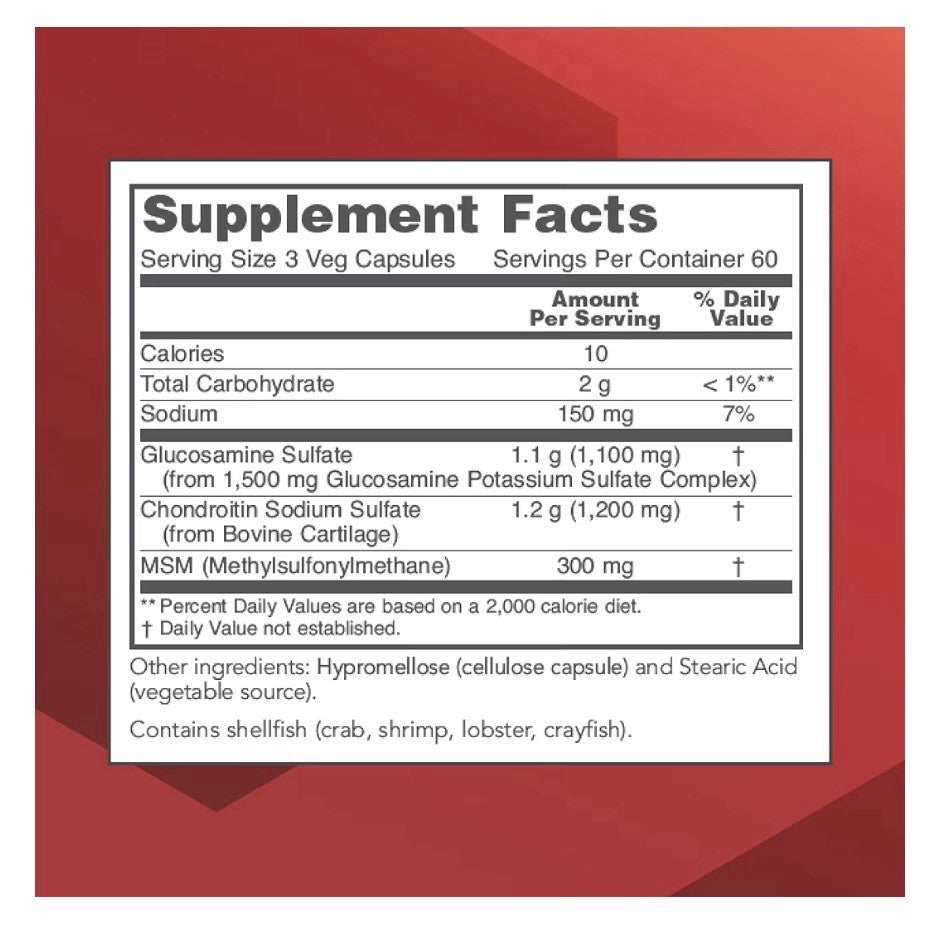 Protocol Glucosamine & Chondroitin with MSM Joint Health Mobility Support 180sg