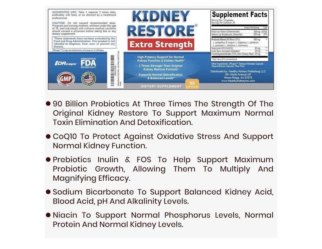 Kidney Restore Extra Strength Cleanse Detox Repair Kidney Health Function 90caps