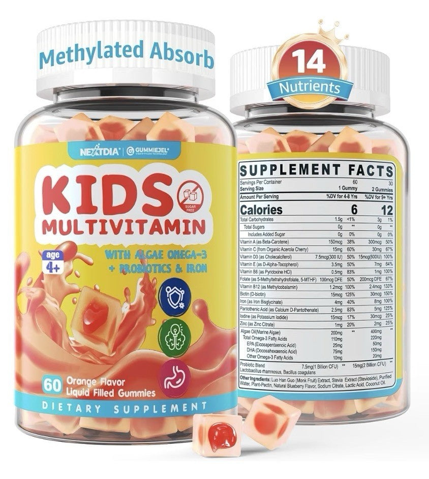 Nextdia Kids Multivitamin Age 4+ With Omega 3 Probiotics & Iron 60 Gummies