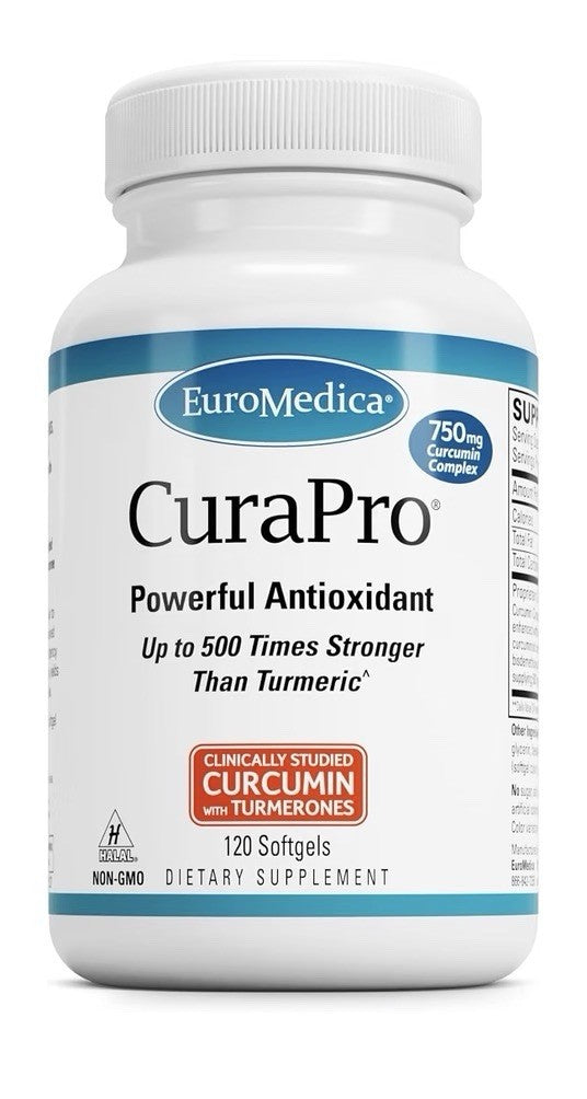 EuroMedica CuraPro 750mg Curcumin Complex Antioxidant Supplement 120 Softgels