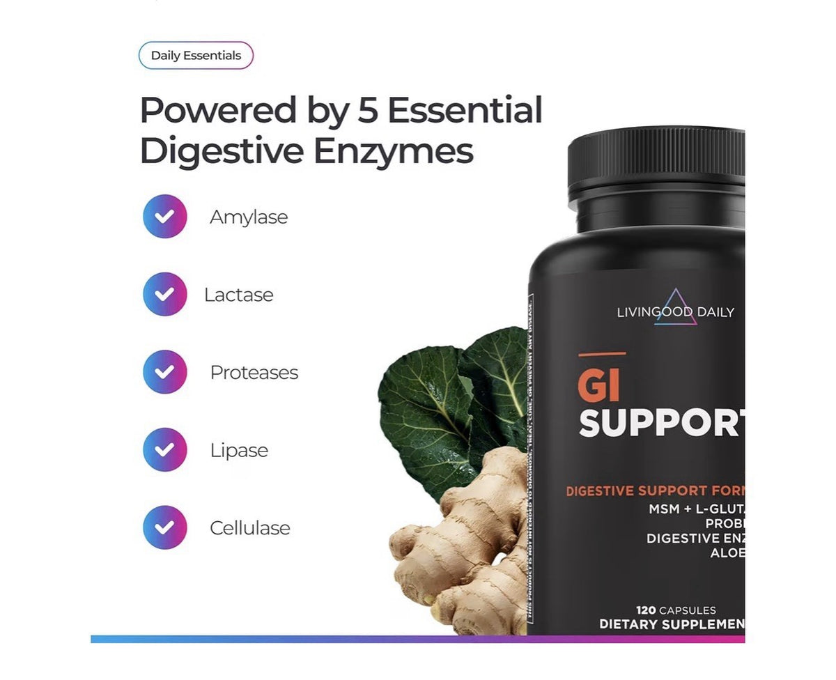 Livingood Daily GI Support Gut Cleanse Detox Supplement 13-in-1 Probiotics 120ca
