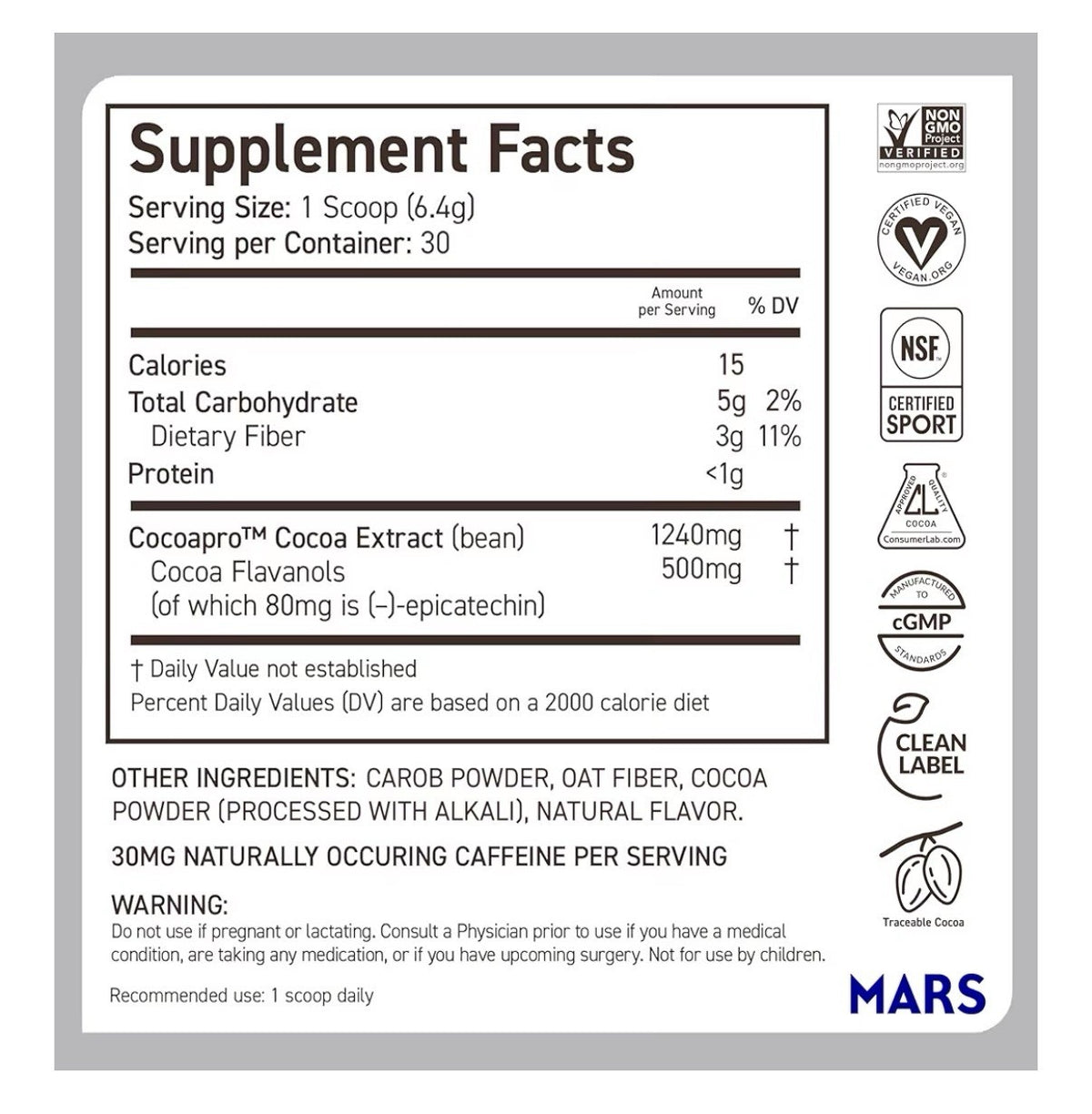 CocoaVia Cocoa Flavanols Powder Cardio Heart Circulation Cognitive Health 2 Pack