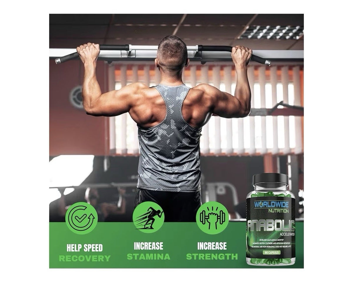 Worldwide Nutrition Anabolic Accelerator For Men Energy Workout Recovery 180caps