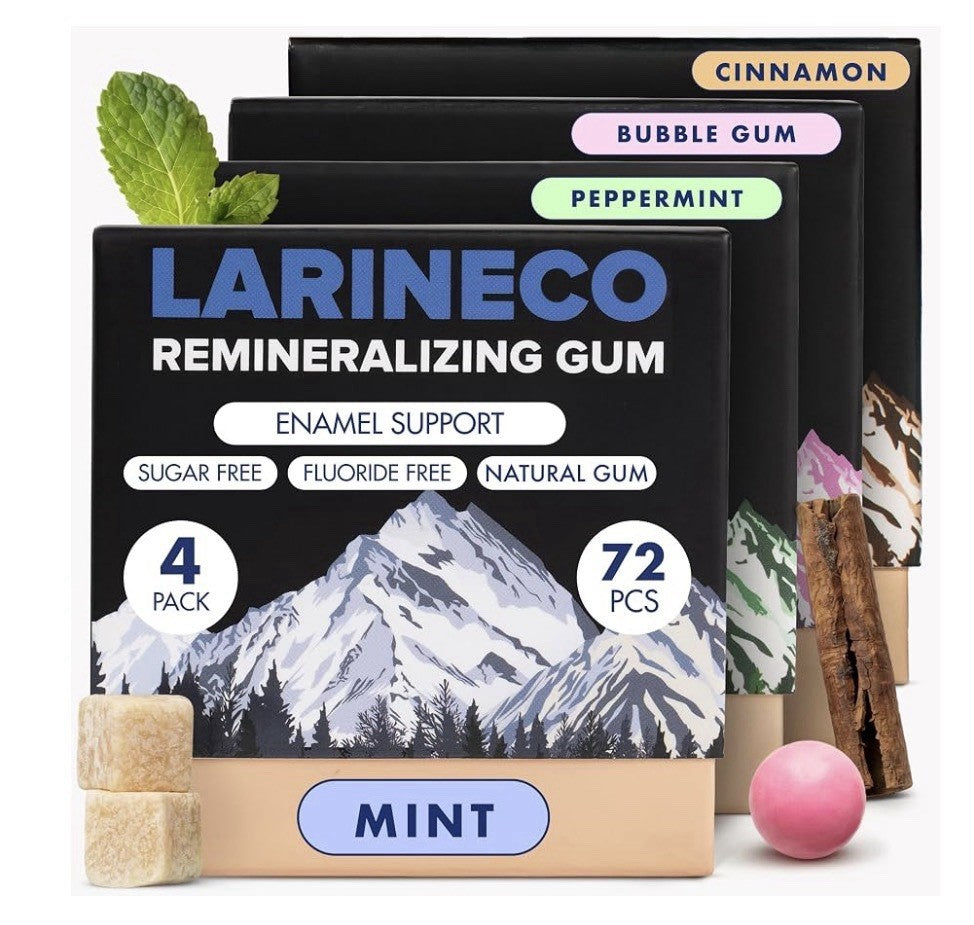 Larineco Remineralizing Gum Hydroxyapatite Xylitol Gum Variety Flavors 4 Pack