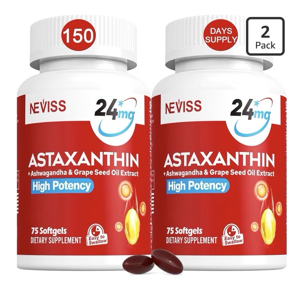 NEVISS Astaxanthin 24mg Antioxidants For Healthy Skin Eyes Aging 2 Pack