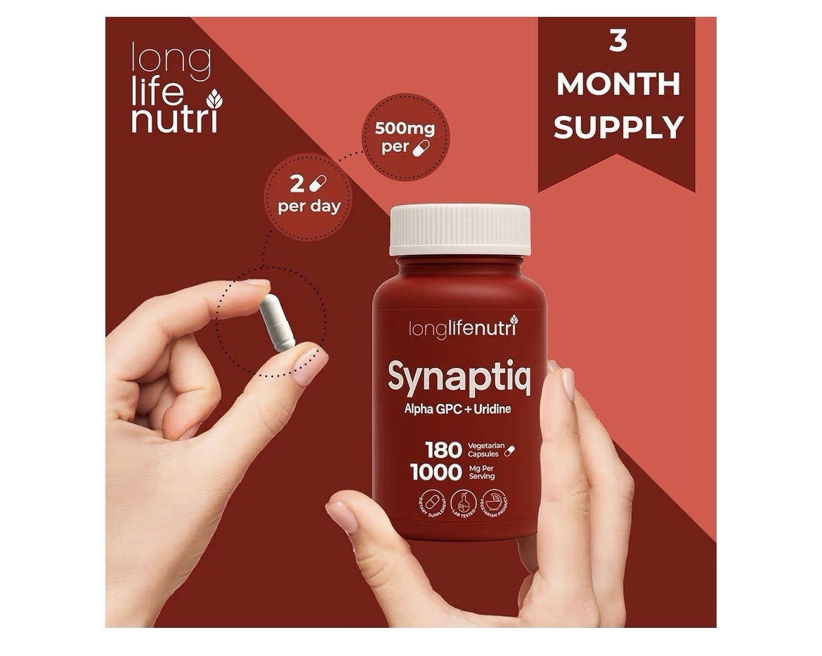 LongLifeNutri Synaptig 1000mg Alpha GPC + Uridine Monophosphate 600mg 180capsule