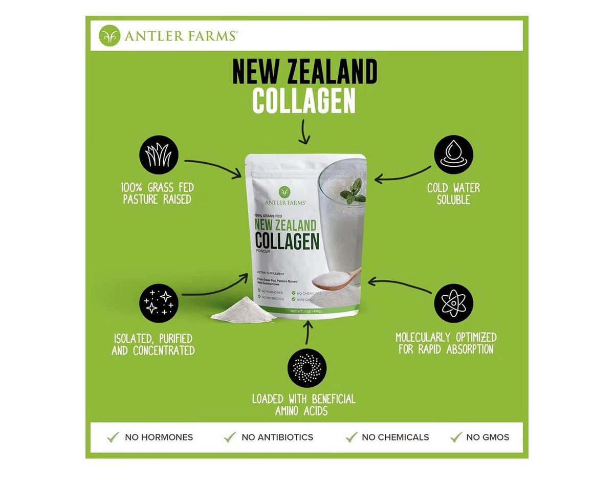 Antler Farms New Zealand Collagen Powder 100% Grass Fed Pasture Raised 1 LB