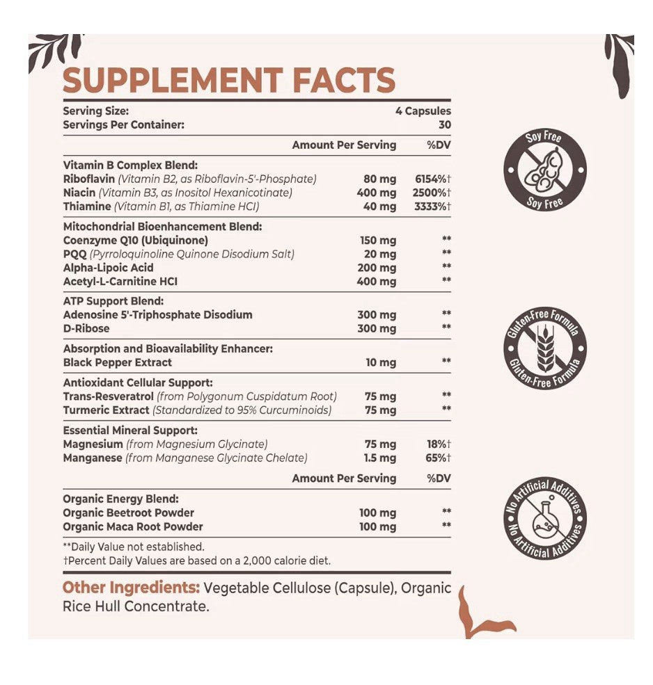 Resciency Mitochondrial & ATP Supplements Cellular Energy Heart Brain 2 Packs