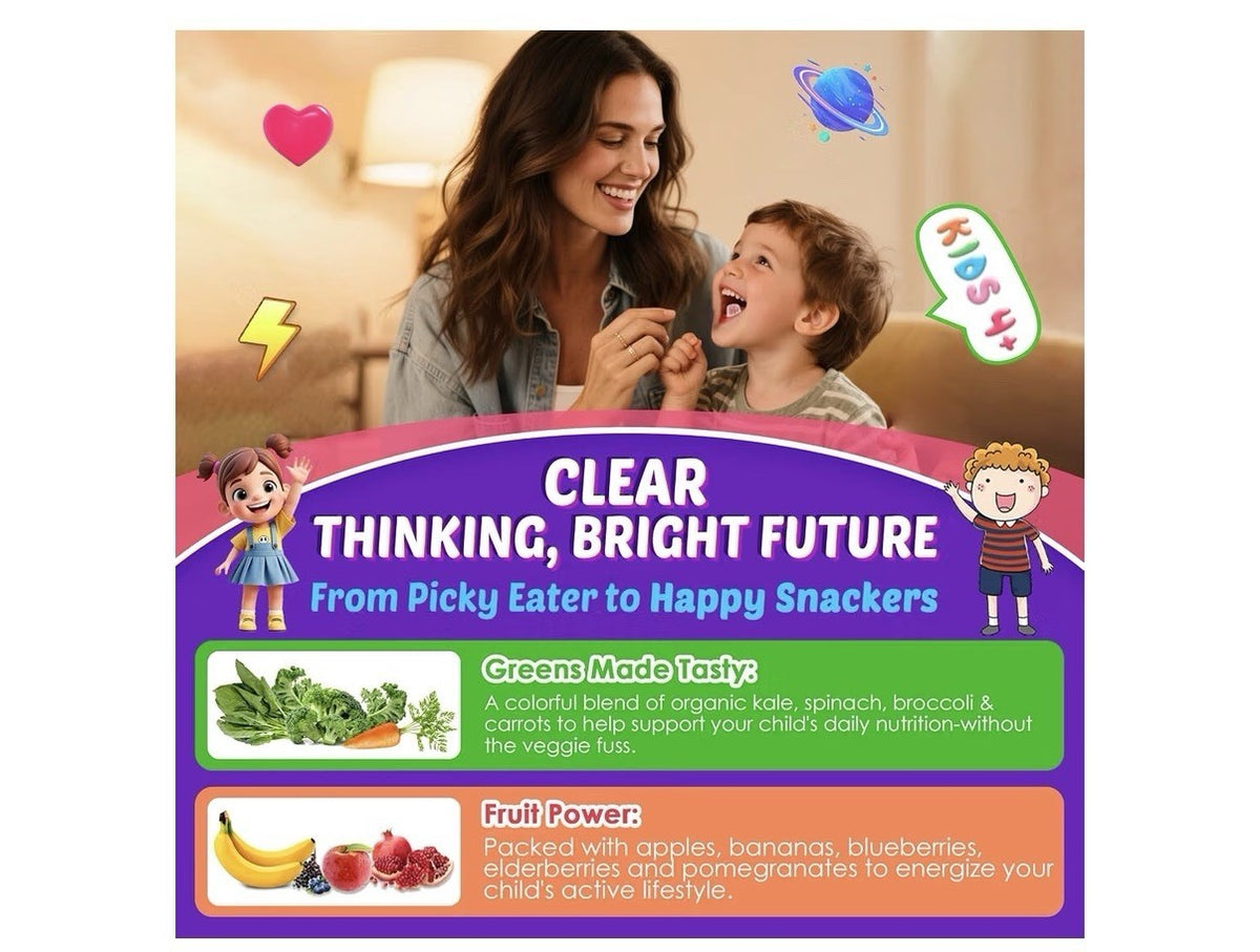 Nextdia Kids 4+ Brain Gummies Focus & Attention Cognitive Energy 60 Gummies