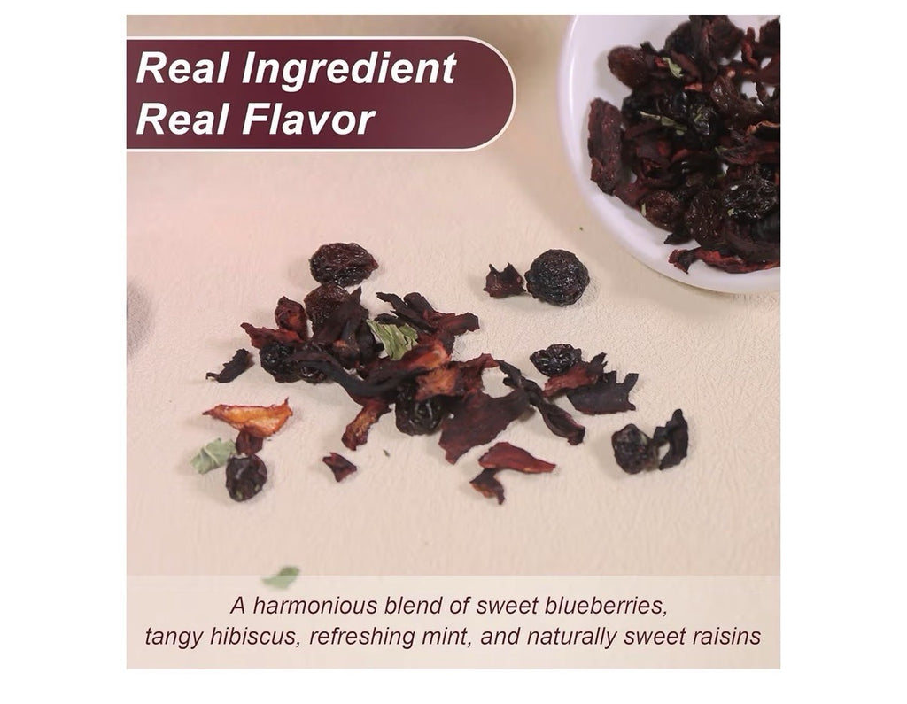 TEARELAE Blueberry Tea with Hibiscus Mint & Raisins Refreshing Taste 40 Tea Bags