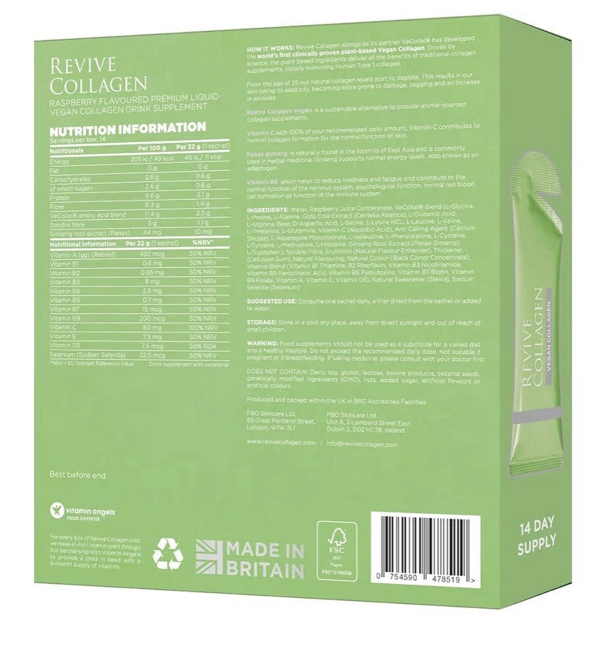 Revive Collagen Vegan Collagen Premium Liquid Drink Supplement Plant-Based 14ct