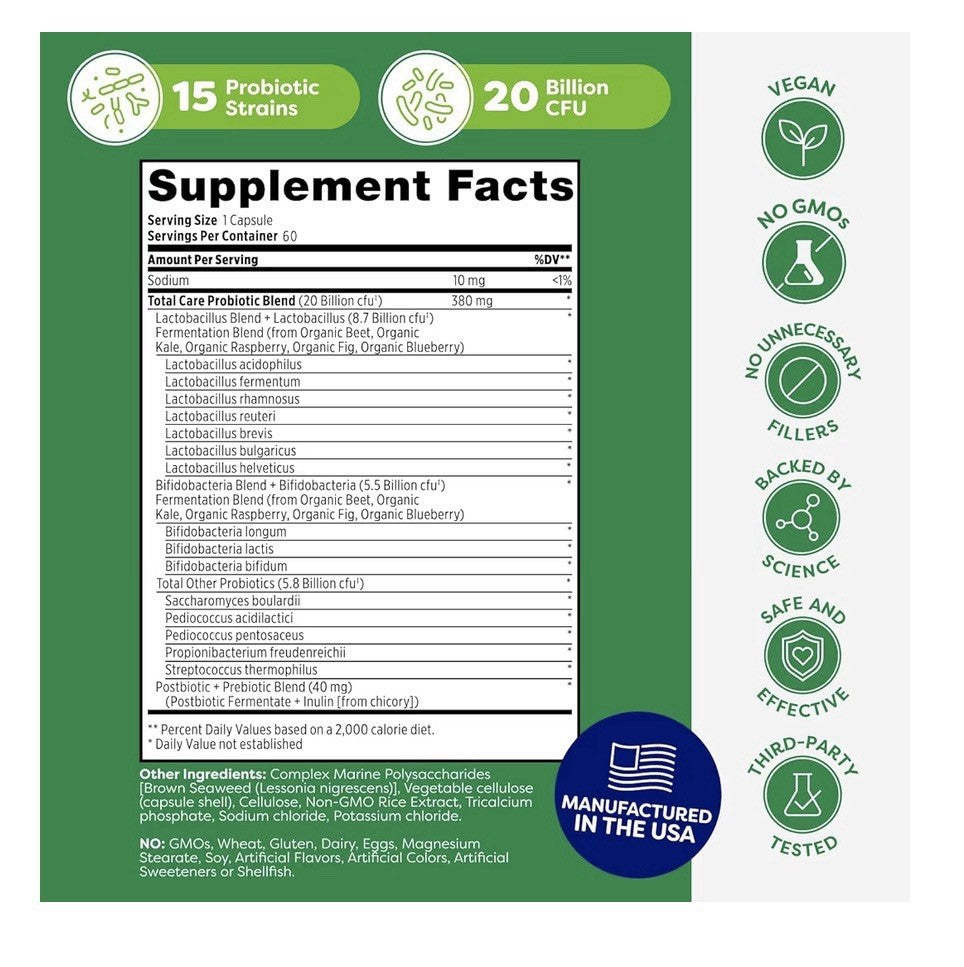 Probulin Total Care Probiotic Prebiotic Posbiotic For Women And Men 60 Capsules