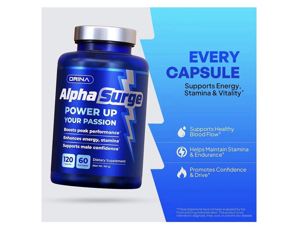 AlphaSurge Power Up Your Passion Male Enhancing Testosterone Booster 120 Capsule
