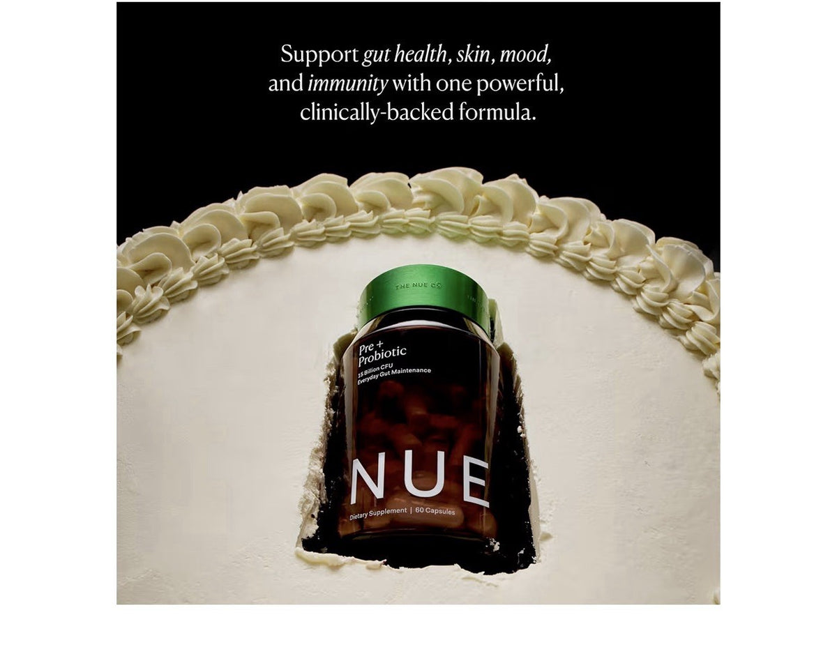 Nue Pre + Probiotic Everyday Gut Maintenance 15 Billion CFU Supplement 60Capsule