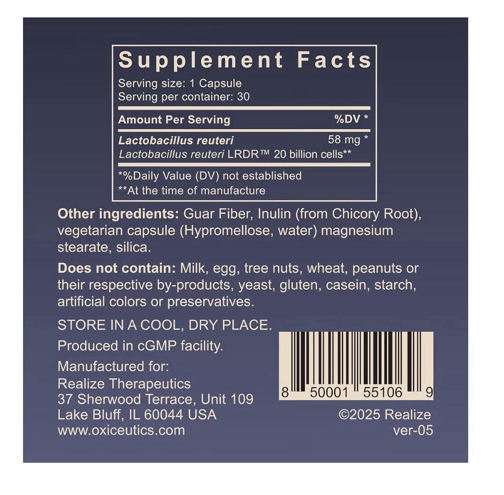 oxiceutics MyReuteri™ Lactobacillus reuteri LRDR™ Probiotic 20 Billion CFU 30Cap