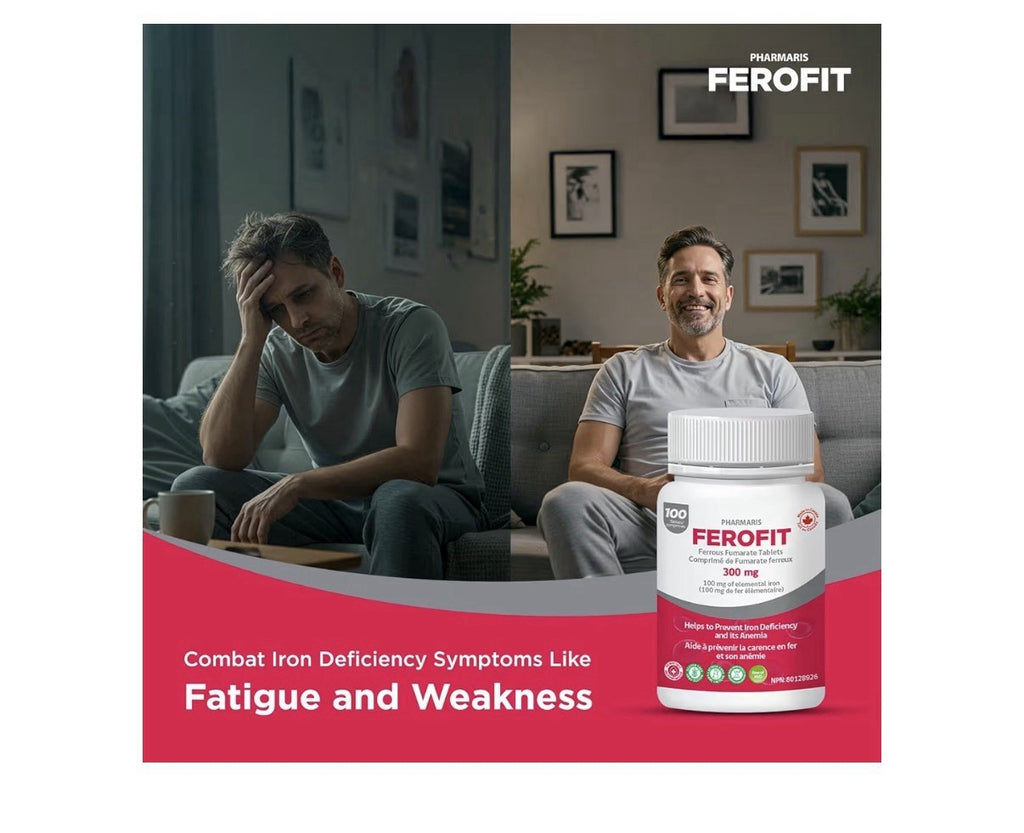 Pharmaris Ferofit Ferrous Fumarate 300mg (Elemental Iron) Prevent Anemia 100Tabs