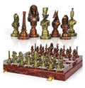 Agirlgle Large Egyptian Metal Chess Set for Adults 15 Inch Foldable Wooden Board