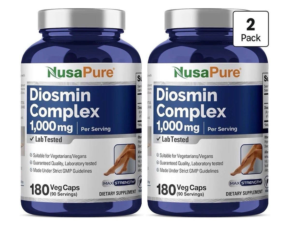 NusaPure Diosmin Complex 1000mg Per Serving 2 Pack 180 Veg Capsules Each Pack